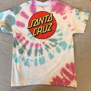 Santa Cruz Tie Dye T Shirt Mens Large Skateboards Logo Graphic Tee L